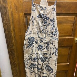 Anthropologie Pilcro The Painters Denim Overalls Size 30 Navy Paisley